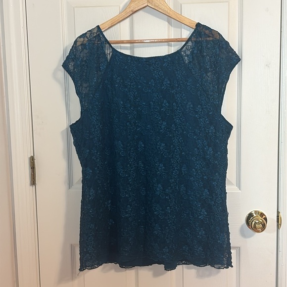 Fashion Bug 2010s Teal Lace Babydoll Top, 18/20W - Picture 5 of 5